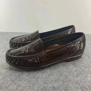 SAS TRIPAD Comfort Shoes Loafer 7.5 M Slip on Patent Leather Brown
